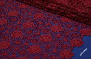 Ткань плетеное
 кружево италии цвет бордовый
